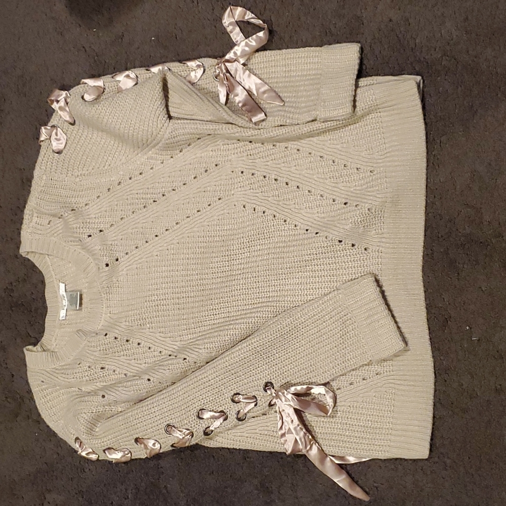 Plus Size 3X Ribbon Lace Sweater